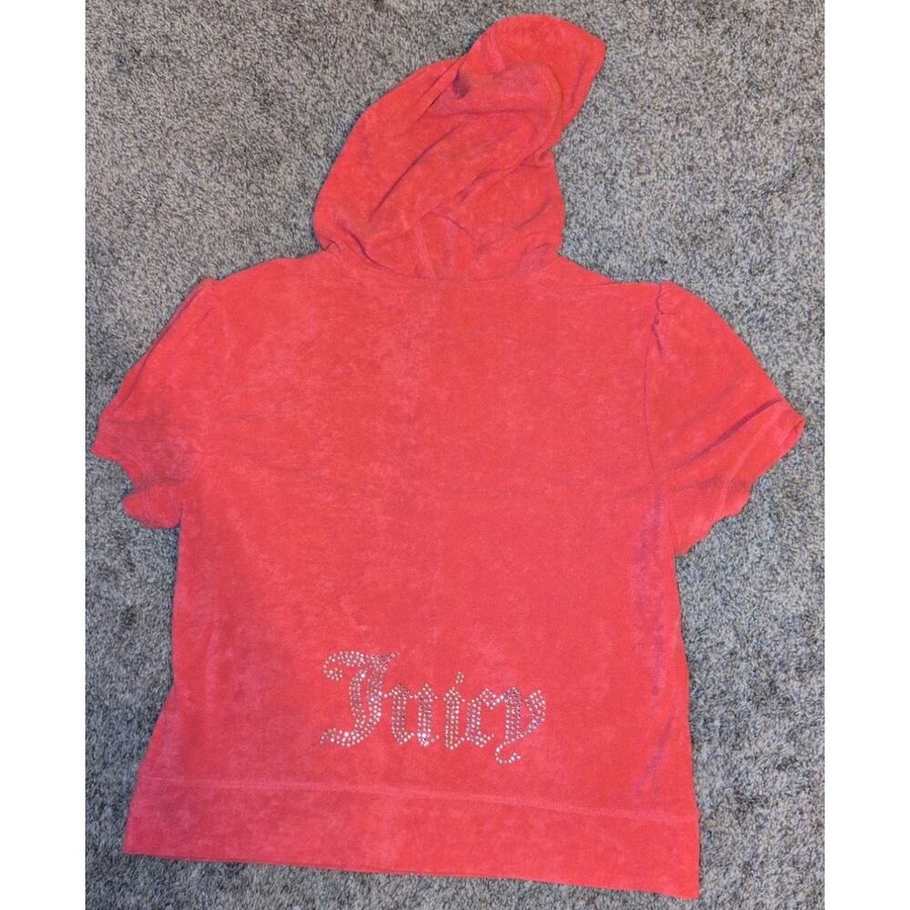 Juicy Couture Terry Cloth Zip-Up Hoodie Hot Pink NWT Size Large (Short Sleeve) - Picture 3 of 4